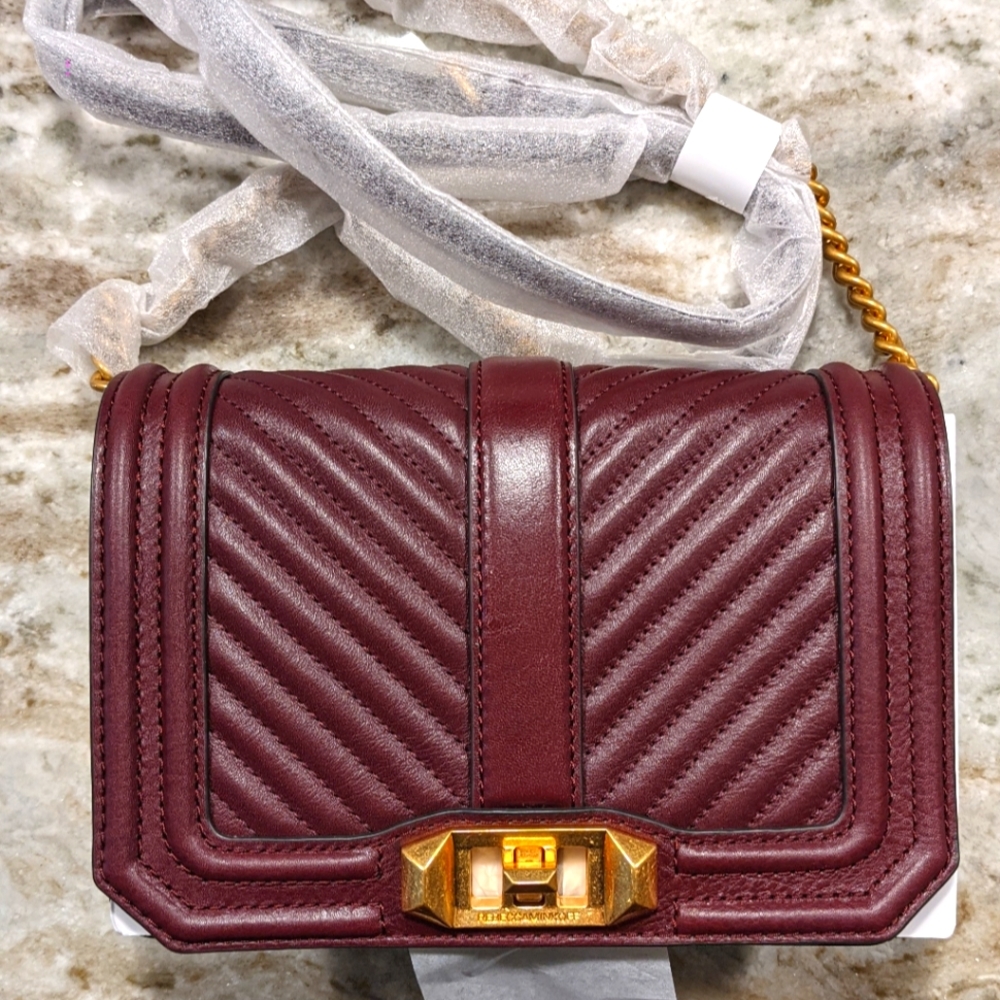 Rebecca Minkoff small Chevron quilted love leather crossbody bag